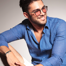 Load image into Gallery viewer, Mystigrey Rio Stainless Steel Bracelet for Men Grey Labradorite Large