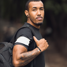 Load image into Gallery viewer, Mystigrey Rio Stainless Steel Bracelet for Men Lava Bead Black Large