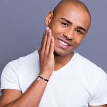 Load image into Gallery viewer, Mystigrey Rio Stainless Steel Bracelet for Men Black Agate Large