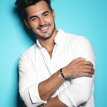 Load image into Gallery viewer, Rio Stainless Steel Bracelet Black Agate Mat Large