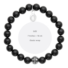 Load image into Gallery viewer, Mystigrey Black Agate Bead Bracelet Stainless Steel Rio Small