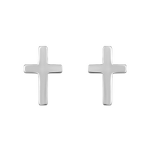 Load image into Gallery viewer, Mystigrey Cross .925 Sterling Silver Plated Rhodium and 18K Gold Plated Earrings