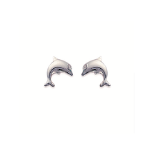 Load image into Gallery viewer, Mystigrey Dolphin .925 Sterling Silver Plated Rhodium and 18K Gold Plated Earrings