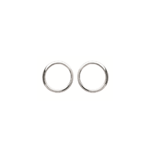 Load image into Gallery viewer, Mystigrey Lola .925 Sterling Silver Plated Rhodium and 18K Gold Plated Horizontal Hoop Earrings for Women Small