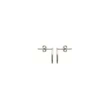Load image into Gallery viewer, Mystigrey Lola .925 Sterling Silver Plated Rhodium and 18K Gold Plated Horizontal Hoop Earrings for Women Small