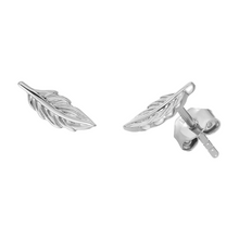 Load image into Gallery viewer, Mystigrey Ariel Feather .925 Sterling Silver Plated Rhodium and 18K Gold Plated Earrings