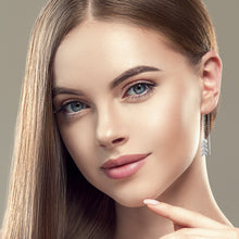 Load image into Gallery viewer, Mystigrey Cesaria .925 Sterling Silver Plated Rhodium and 18K Gold Plated Long Earrings