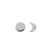 Load image into Gallery viewer, Mystigrey Moon .925 Sterling Silver Plated Rhodium and 18K Gold Plated Stud Earrings for Women Sun and Moon