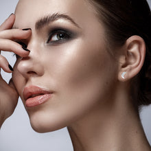 Load image into Gallery viewer, Mystigrey Moon .925 Sterling Silver Plated Rhodium and 18K Gold Plated Stud Earrings for Women Sun and Moon