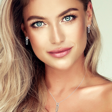 Load image into Gallery viewer, Mystigrey Julie .925 Sterling Silver Plated Rhodium and 18K Gold Plated Stud Earrings