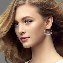 Load image into Gallery viewer, Mystigrey Cesaria .925 Sterling Silver Plated Rhodium and 18K Gold Plated Circle Earrings