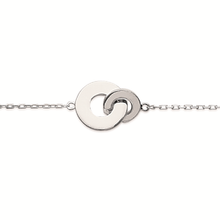 Load image into Gallery viewer, Mystigrey Carter .925 Sterling Silver Plated Rhodium and 18K Gold Plated Bracelet for Women Interlocking Circles