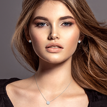 Load image into Gallery viewer, Mystigrey Amie .925 Sterling Silver Plated Rhodium and 18K Gold Plated Necklace for Women with Cubic Zirconia or Turquoise
