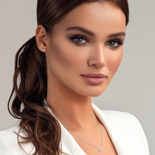 Load image into Gallery viewer, Mystigrey Liberty .925 Sterling Silver Plated Rhodium Necklace for Women with Solitary Cubic Zirconia