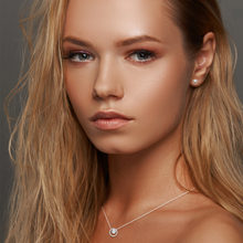 Load image into Gallery viewer, Mystigrey Myra .925 Sterling Silver Plated Rhodium and 18K Gold Plated Necklace for Women with Cubic Zirconia