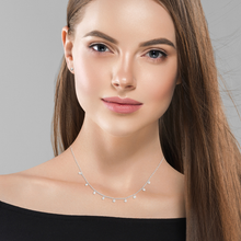 Load image into Gallery viewer, Mystigrey Tinker Bell .925 Sterling Silver Plated Rhodium and 18K Gold Plated Necklace for Women with Cubic Zirconia, Blue or Pink