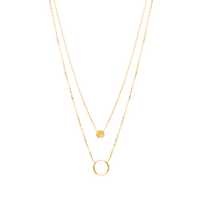 Load image into Gallery viewer, Mystigrey Oriel Double Circle .925 Sterling Silver Plated Rhodium and 18K Gold Plated Necklace