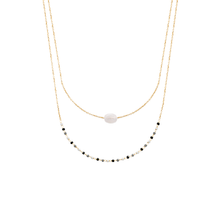 Load image into Gallery viewer, Mystigrey Agatha 18K Gold Plated Double Necklace for Women Available in Black Agate, Blue Amazonite, Pink Quartz, Green Aventurine and White Moonstone