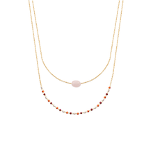 Load image into Gallery viewer, Mystigrey Agatha 18K Gold Plated Double Necklace for Women Available in Black Agate, Blue Amazonite, Pink Quartz, Green Aventurine and White Moonstone