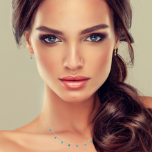 Load image into Gallery viewer, Mystigrey Tinker Bell .925 Sterling Silver Plated Rhodium and 18K Gold Plated Necklace for Women with Cubic Zirconia, Blue or Pink