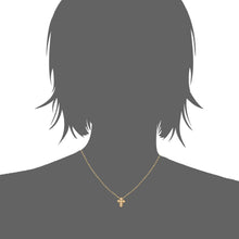 Load image into Gallery viewer, Mystigrey Small Cross 18K Gold Plated Necklace for Women with Cubic Zirconia White