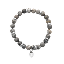 Load image into Gallery viewer, Mystigrey Rio Stainless Steel Bracelet for Men Jasper Light Grey Large