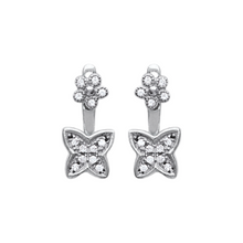 Load image into Gallery viewer, Mystigrey Butterfly .925 Sterling Silver Plated Rhodium Jacket Earrings for Women with Cubic Zirconia
