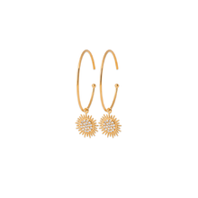 Load image into Gallery viewer, Mystigrey Sunny 18K Gold Plated Sun Dangle Earrings for Women with Cubic Zirconia