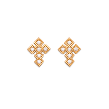 Load image into Gallery viewer, Mystigrey Cross 18K Gold Plated Earrings for Women with Cubic Zirconia