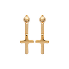 Load image into Gallery viewer, Mystigrey Cross 18K Gold Plated Jacket Earrings for Women