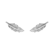 Load image into Gallery viewer, Mystigrey Ariel Feather .925 Sterling Silver Plated Rhodium and 18K Gold Plated Earrings