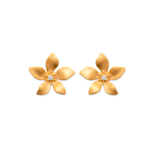 Load image into Gallery viewer, Mystigrey Leilani 18K Gold Plated Flower Stud Earrings for Women with Cubic Zirconia