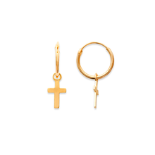 Load image into Gallery viewer, Mystigrey Cross 18K Gold Plated Hoop Earrings for Women 0.4 x 0.2 and in 0.6 x 0.25