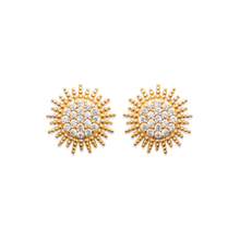 Load image into Gallery viewer, Mystigrey Sunny 18K Gold Plated Sunflower Stud Earrings for Women with Cubic Zirconia