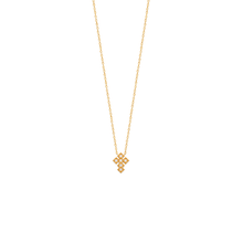 Load image into Gallery viewer, Mystigrey Small Cross 18K Gold Plated Necklace for Women with Cubic Zirconia White