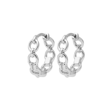 Load image into Gallery viewer, Mystigrey Emilie .925 Sterling Silver Plated Rhodium and 18K Gold Plated Hoop Earrings