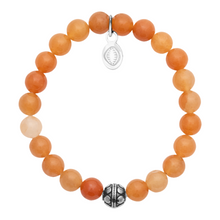 Load image into Gallery viewer, Rio Stainless Steel Bracelet Orange Quartzite with Steel Bead Small