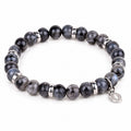 Men's Rio Grey Labradorite Bead Bracelet, Large in Stainless Steel