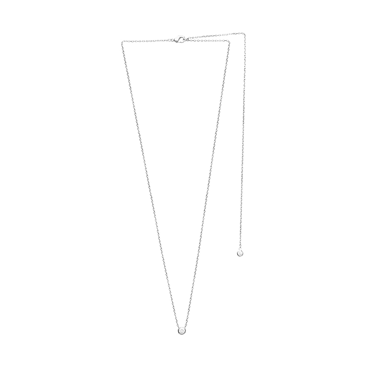 Liberty Front Back Necklace in 925 Sterling Silver Plated Rhodium