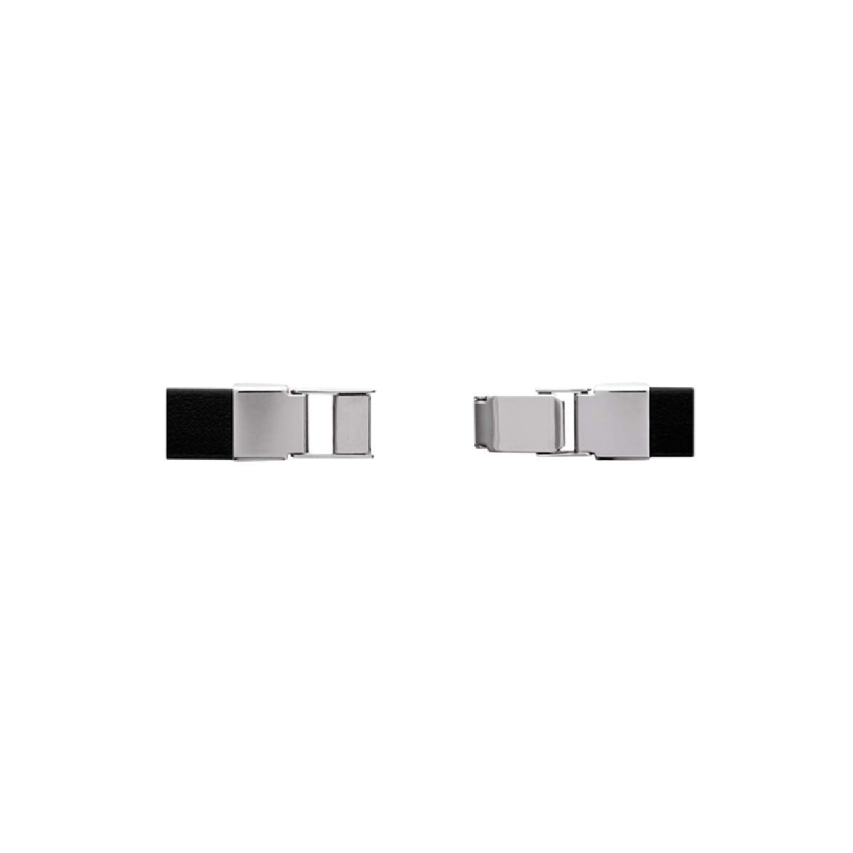 Mystigrey Livio Stainless Steel Single Wrap Black Leather Bracelet for Men
