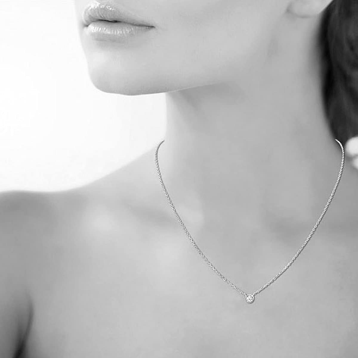 Liberty Front Back Necklace in 925 Sterling Silver Plated Rhodium, view 2