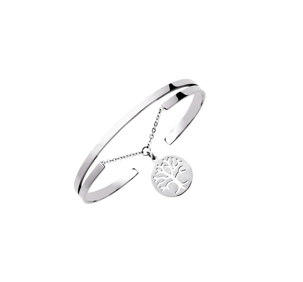 Men's Tree of Life Bangle in Stainless Steel, view 2