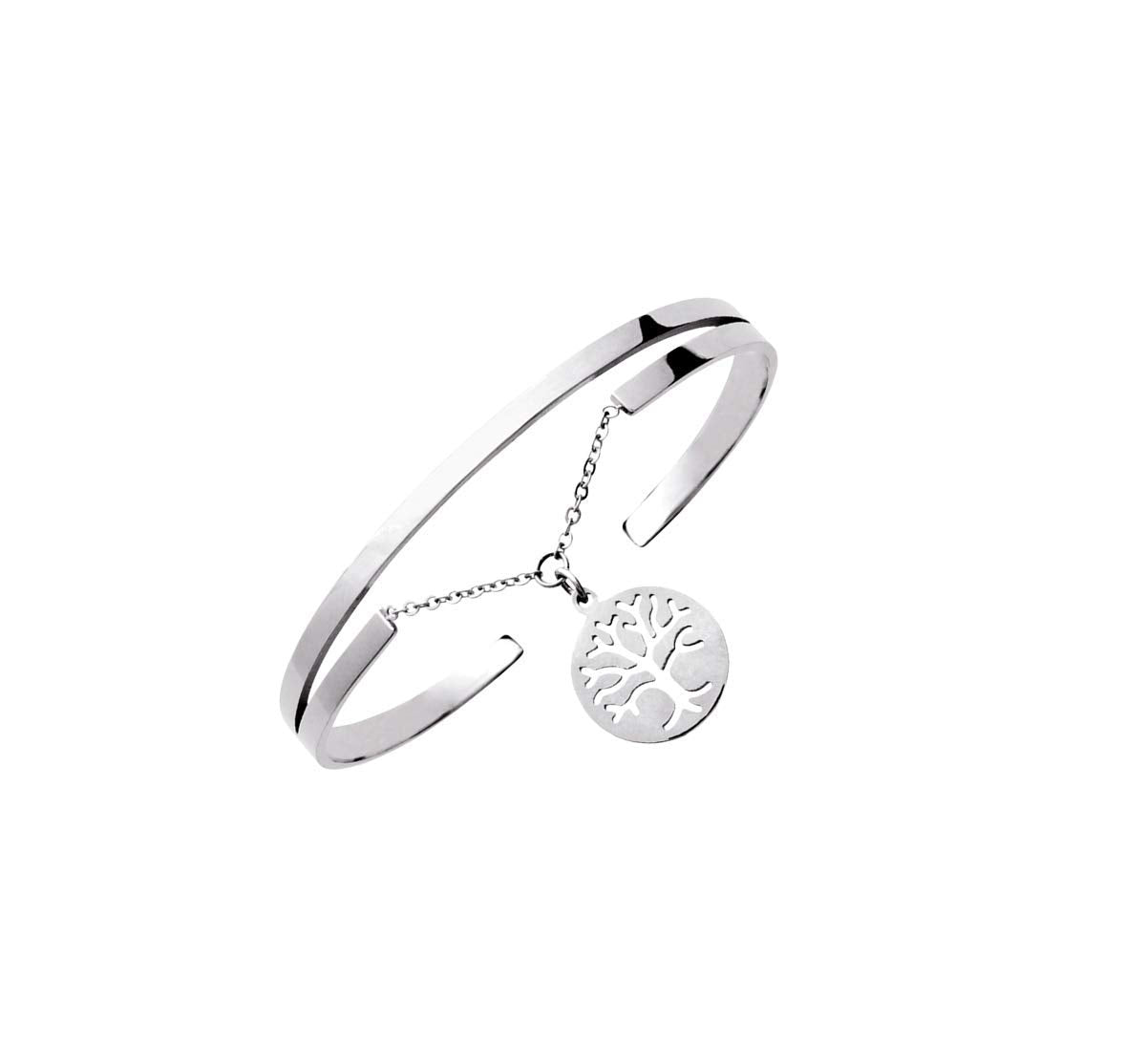 Men's Tree of Life Bangle in Stainless Steel, view 2