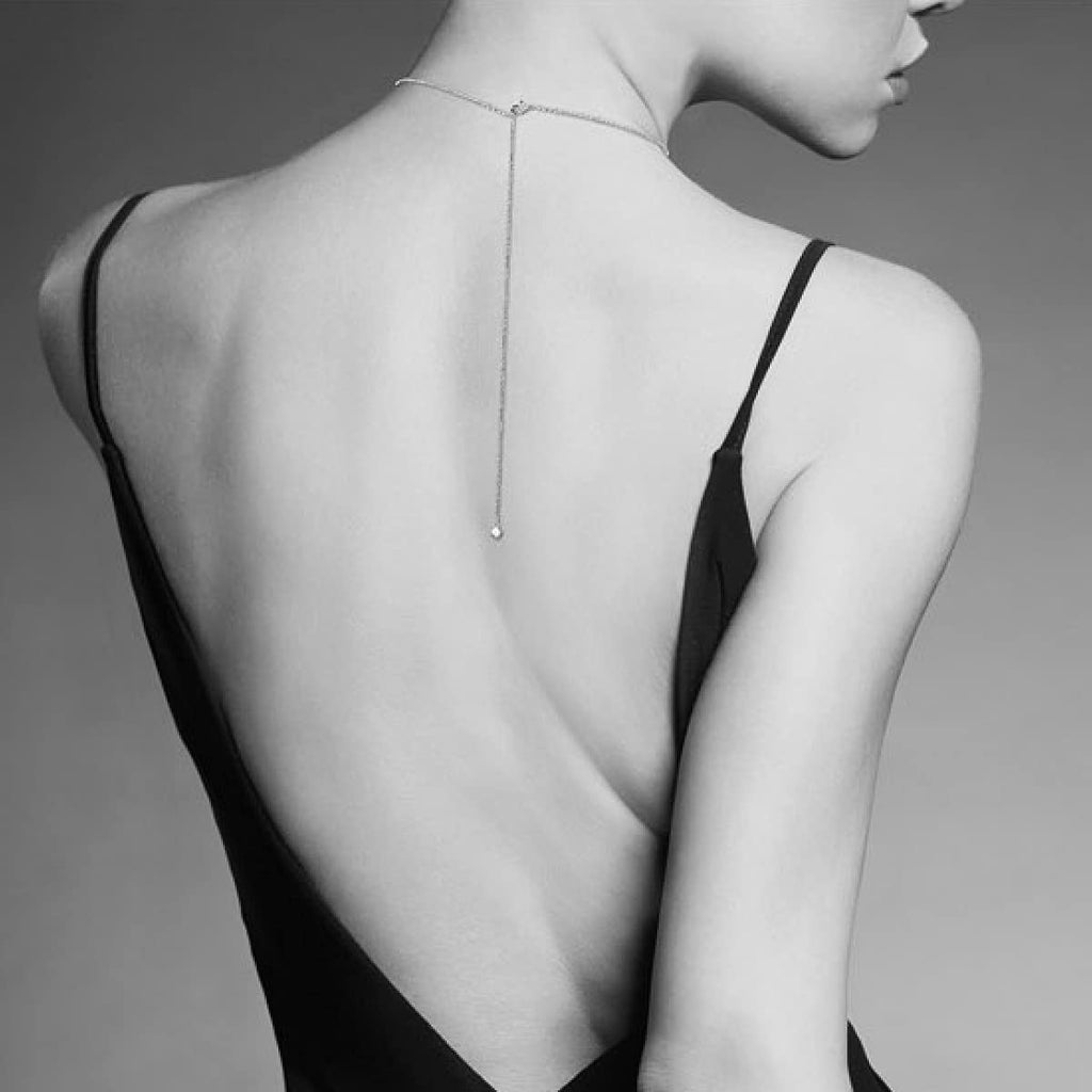 Liberty Front Back Necklace in 925 Sterling Silver Plated Rhodium, view 3