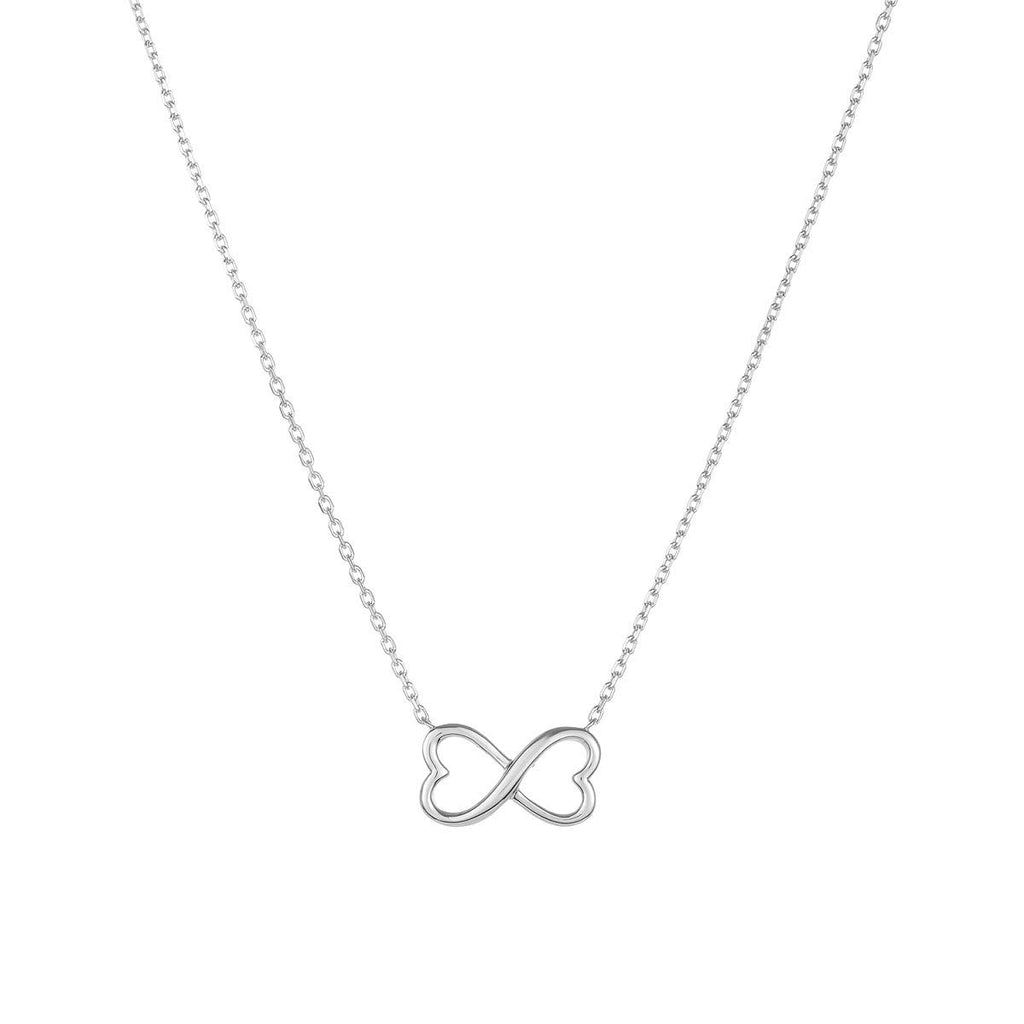 Infinity Hearts Necklace in 925 Sterling Silver Plated Rhodium