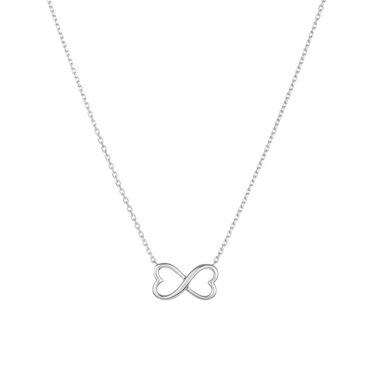 Infinity Hearts Necklace in 925 Sterling Silver Plated Rhodium