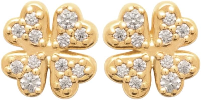 Clover Stud Earrings 18K Gold Plated I Hypoallergenic Earrings I Four leaf clover flower earrings I St Patricks Day Irish Four Leaf Clover jewelry I Trendy floral stud earrings I Lucky Jewelry Gift for Women