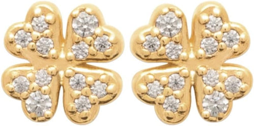 Clover Stud Earrings 18K Gold Plated I Hypoallergenic Earrings I Four leaf clover flower earrings I St Patricks Day Irish Four Leaf Clover jewelry I Trendy floral stud earrings I Lucky Jewelry Gift for Women