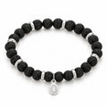 Men's Rio Lava Black with Skull Bead Bracelet, Large in Stainless Steel