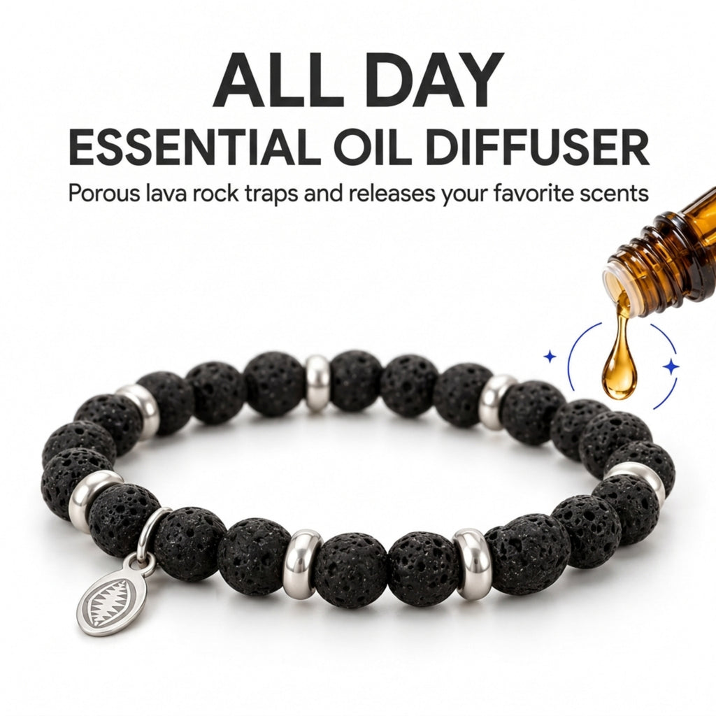 Men's Rio Lava Black with Skull Bead Bracelet, Large in Stainless Steel, view 2